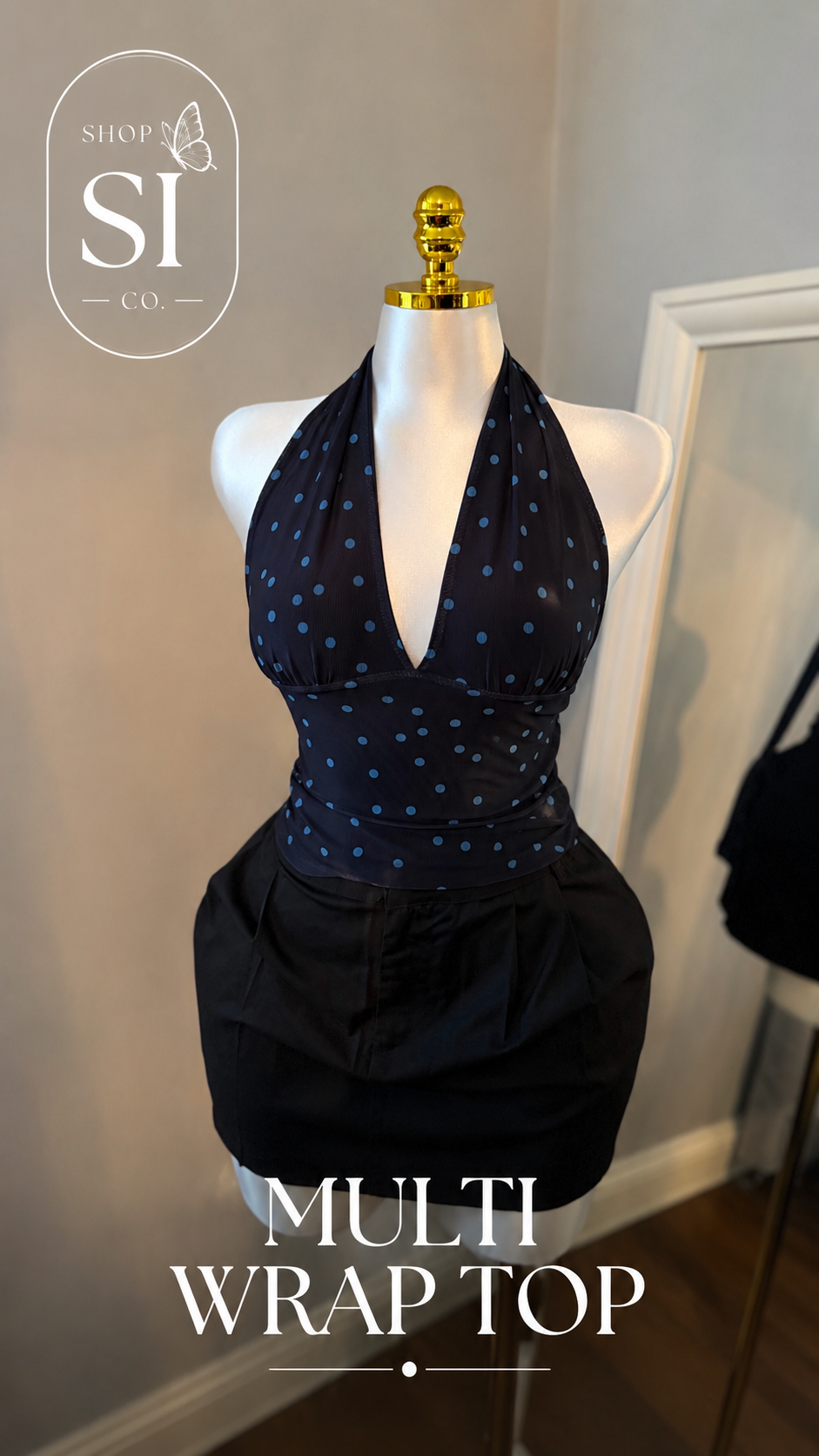 Polka Dot Multi-Wrap Halter Top