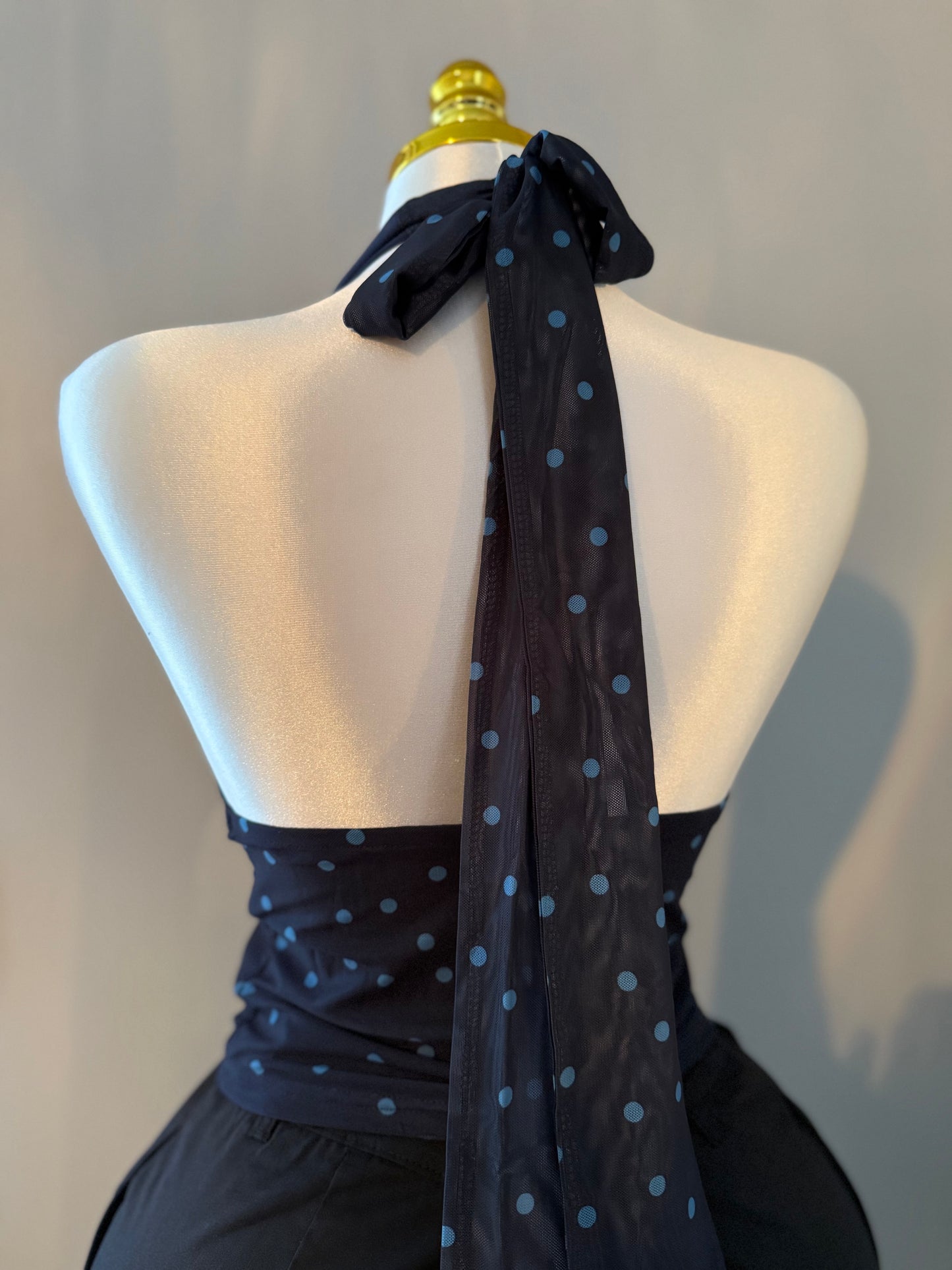 Polka Dot Multi-Wrap Halter Top